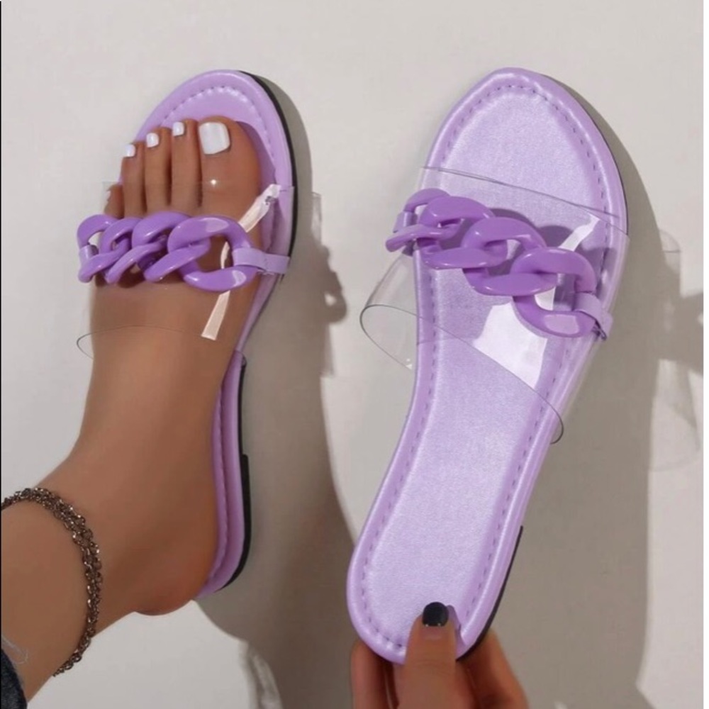 NWOT Clear Strap Slide Sandals